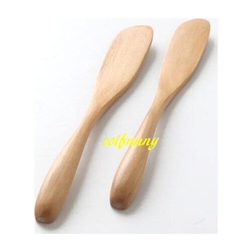 500pcs/lot Fast shipping 15*2.3cm Natural wood cheese knife wooden mask knife Butter knife Jam knife Wood cutter tableware