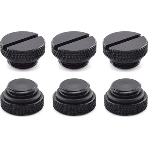 6 Pcs G1/4 INCH Plug Fitting with O-Ring for PC Water Cooling Systems, Black