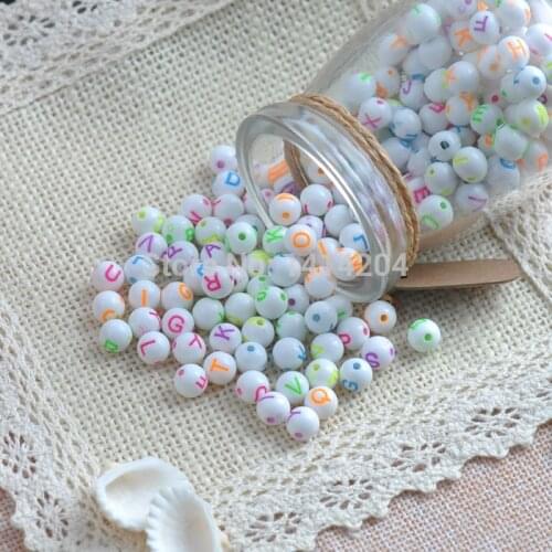 Blend Color white Acrylic Letter/Alphabet sphere Spacer Beads For Jewelry Making 8X8mm 100Pcs YKL0225X