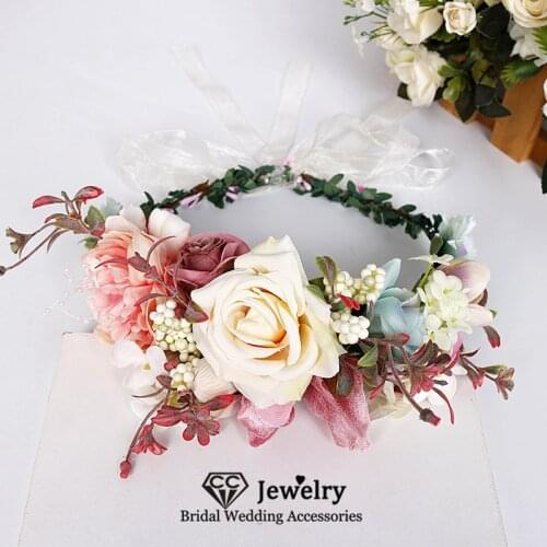 CC Tiara Flowers Women Accessories Wedding Headdress Bridal Crown Engagement Hair Ornaments Vacation Wreath Headbands Sale 58311