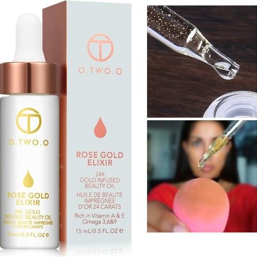 24k Rose Gold Elixir Skin Make Up Oil For Face Essential Oil Before Primer Foundation Moisturizing Face Oil Anti-aging