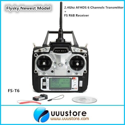Flysky Newest Model FS-T6 2.4Ghz AFHDS 6 Channels w/ LCD Screen Transmitter + FS R6B Receiver Radio System For Heli Plane