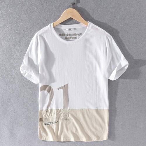 Suehaiwes embroidered Italy brand linen t shirt men fashion white t-shirt for men casual solid t shirts male comfortable tshirt