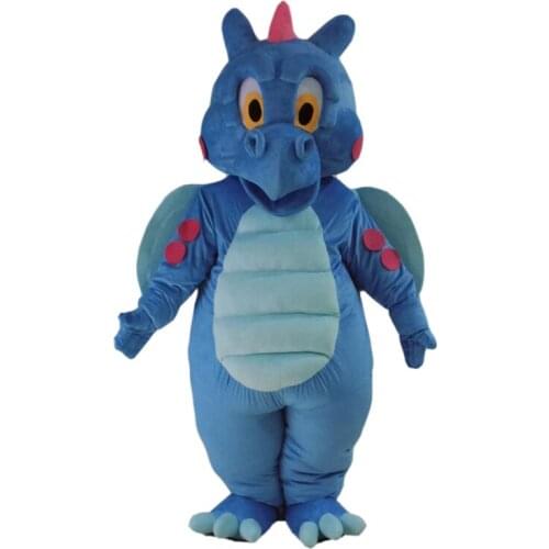 Cartoon Dragon Blue Dinosaur Mascot Costume Carnival Festival Party Dress Outfit for Adult