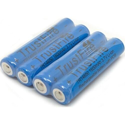 5pcs/lot TrustFire 14650 3.7V 1600mAh Lithium Battery Rechargeable Batteries with Protected PCB Power Source for LED Flashlights