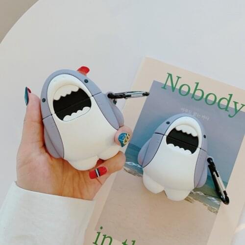 Cute Big Shark Case Cute AirPods Pro Case for AirPods 2 Case Cartoon Silicon Earphone Cover for Air Pods Cover Protective Funda