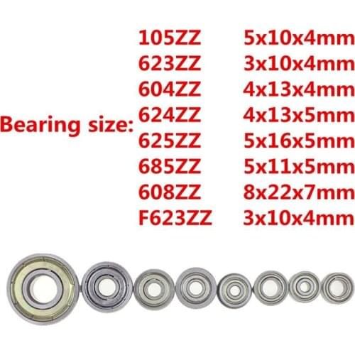 10pcs Double Shielded Miniature High-carbon Steel Single Row 105ZZ 623ZZ 624ZZ 625ZZ 685ZZ F623ZZ 604ZZ 608ZZ Ball Bearing