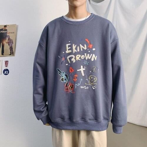 2021 Autumn New Mens Sweatshirts Man Streetwear Casual Pullovers Graffiti Printed Men Hoodies