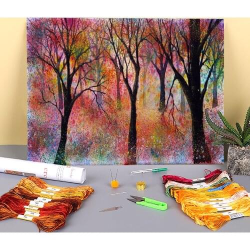 Natural Scenery Whisper Printed 11CT Cross Stitch DIY Embroidery Complete Kit DMC Threads Handiwork Knitting Sewing Magic