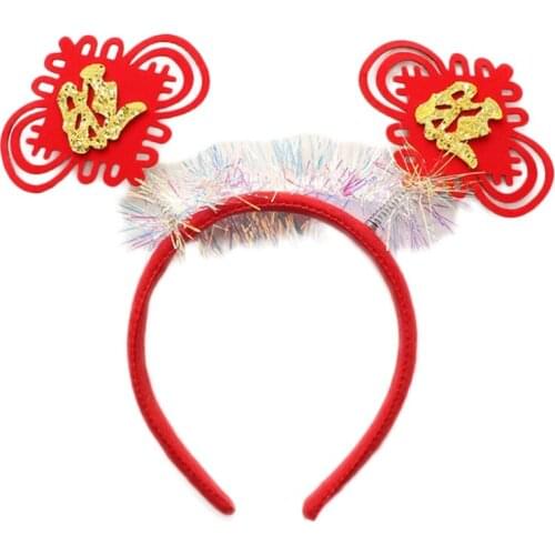 Chinese Style Children Girls Red Headband Knot Hanfu Tassels New Year Festive Hair Hoop Bowknot Holiday Party Hair Gift F42F