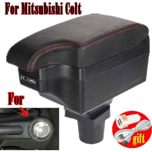 For Mitsubishi Colt Armrest box central Store content box with cup holder ashtray with USB interface