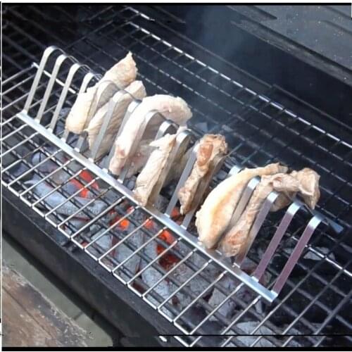 12in Stainless steel Barbecue Grill Holder Smoking Ribs Racks Rib Holder Grilling Racks BBQ Accessories Outdoor Picnic Utensils