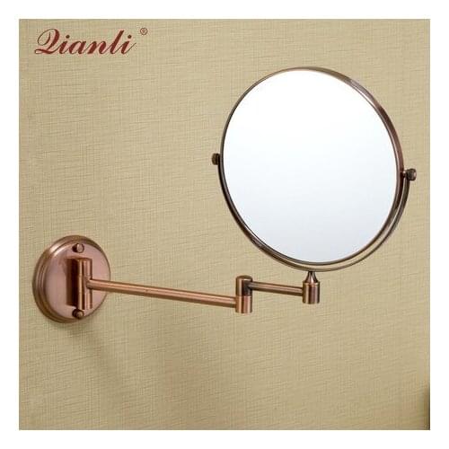 Qianli Mirror Industry Copper Beauty Mirror Bathroom Bathroom Mirror Double sided red ancient wall hanging folding telescopic mi