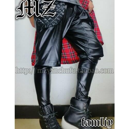 S-3xl ! 2020 Dj Mens Brand Fashion Stage Singer Fake Two Pants Costume Trouseres Clothing Leather Pants