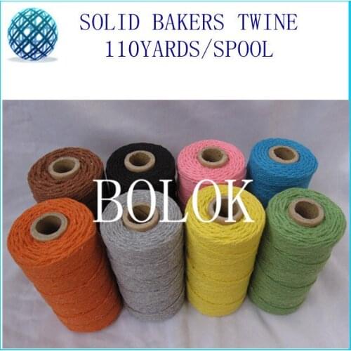 Free shipping plain cotton twine 110yards/spool 2mm 12 ply 100pcs/lot divine twine,Solid baker twine 10 color wholesales