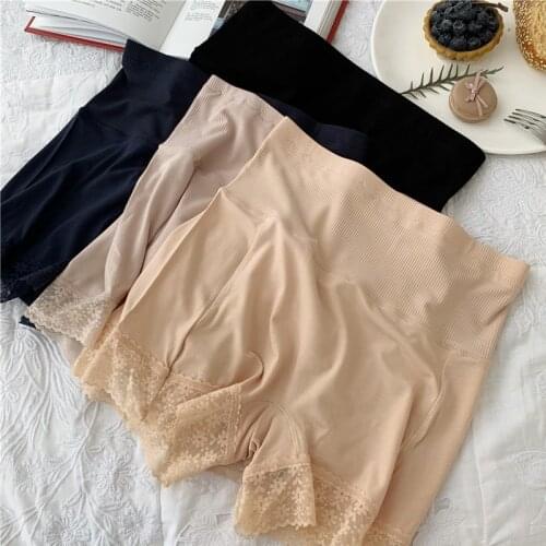 Summer Womens Pants Under Skirts Ladies Underwear Soft Mid Waist Lace Safety Shorts Large Size Seamless Boxer Women 2pcs