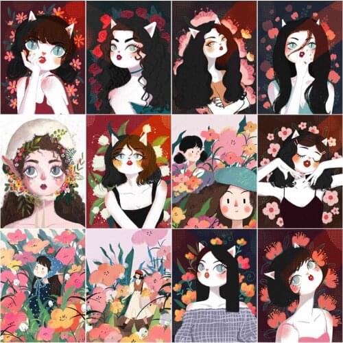 Cross Stitch Diy Cartoon Cool Girl 5D Diamond Painting Diamond Mosaic Home Decor Picture Embroidery Pattern Full Round Drill