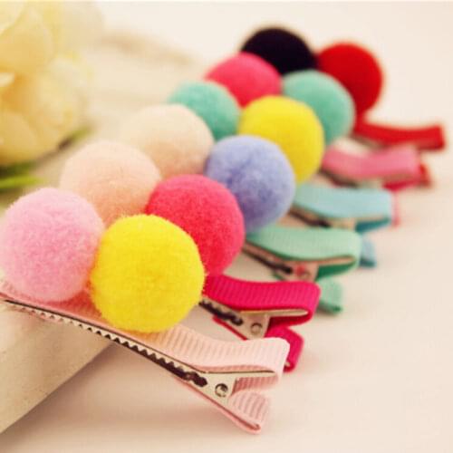 Girls Hairpins with Lovely Soft Fur Pom Mini Colorful Fluffy Ball Gripper Hairball Hairclips Children Hair Clip Hair Accessories