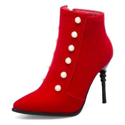 Big Size 9 10 11-17 boots women shoes ankle boots for women ladies boots shoes woman winter Pure color pointed