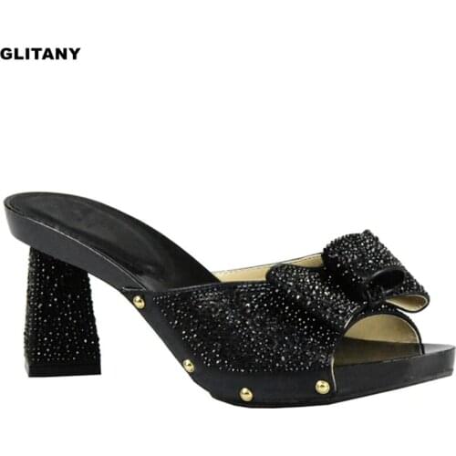 Latest African Shoes Women Slides Summer Style Bright Color with Slippers for Woman Wedding Parties Shoes Nigerian Shoes PU