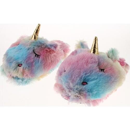 Women Slippers Unicorn Cute House Slippers Ladies Pink Winter Girls Slippers