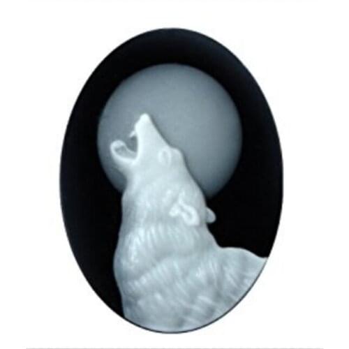20pcs 18mmx25mm Black White Oval Flatback Resin Wolf Cameo Charm Finding,Phone Decoration Kit,DIY Accessory Jewellry
