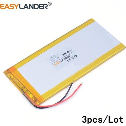 3pcs /Lot 2800mAh 3660124 lithium Li ion polymer rechargeable battery Tablet PC learning machine video game IPAQ MID 3660125