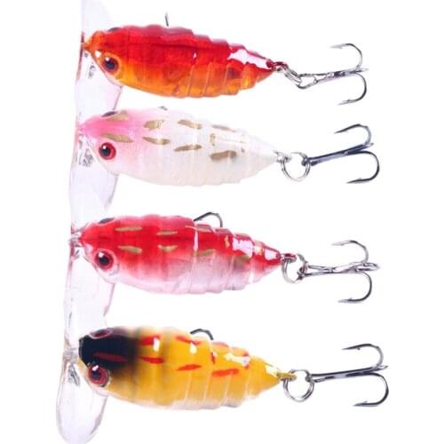 4Pcs Exquisite Fishing Tackle 40Mm 4.4G Cicada Bait Fishing Lure Insect Bug Lure Sea Beetle Crank For Bass Carp Fishing