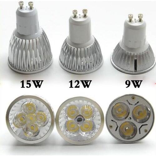 5PCS Ultra Bright dimmable 9W 12W 15W GU10 LED Bulbs Spotlight High Power gu 10 led Lamp Day White LED SPOT Light Free Shipping