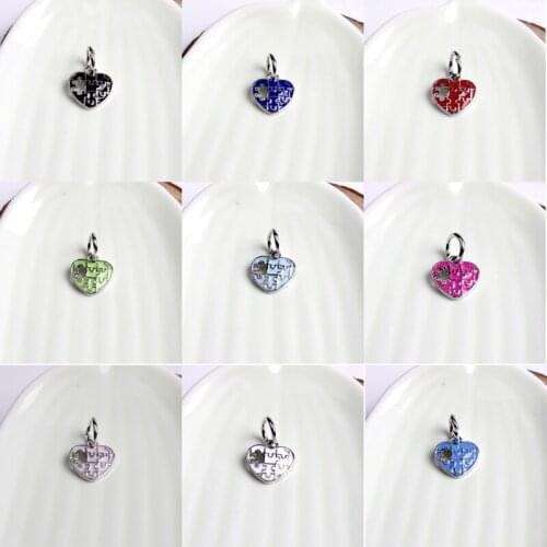5PCS Jewelry Findings Puzzle Heart Pendants Dangle Love 9Colors Enamel Charms Fits DIY Style Beads Bracelets Necklace Making