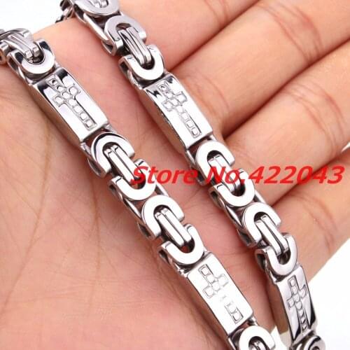 8mm Fashion Jewelry 316L Stainless Steel Silver color Polished Byzantine Box Chain Mens Womens Necklace 7-40inch