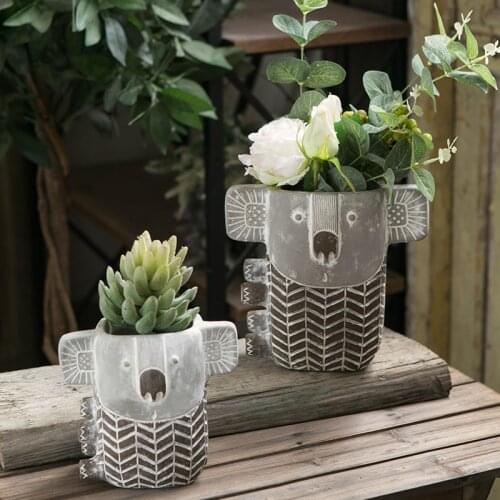 Koala Model Concrete Mold Handmade Cement Flower Pot Decoration Ornaments Balcony Garden Planting Succulent Green Creative Gifts