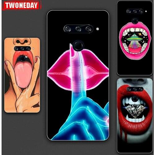 For LG Stylo 6 5 4 X Power 3 2 Cases Soft Fashion Lips Painted Protective Case Cover For LG V40 V30 V20 V60 V50 ThinQ 5G Plus
