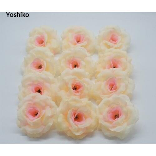 Yoshiko 1pc 8cm High Quality Rose Flower Head Silk Artificial Flowers Decor For Home DIY Garland Christmas Decorations New Year
