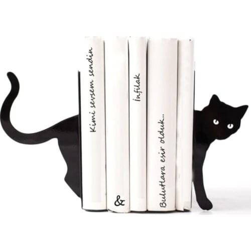 Decorative Animal Metal Bookends Book Holders Non-skid Bookshelf Duty Iron Art Black Stand for Support Magazines CD Organizer