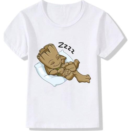 MARVEL Kids Kawaii T Shirt I Am Groot Ptint Boy Girl T-Shirt Guardians of The Galaxy Short-sleeved Tshirts Children Clothes Tops