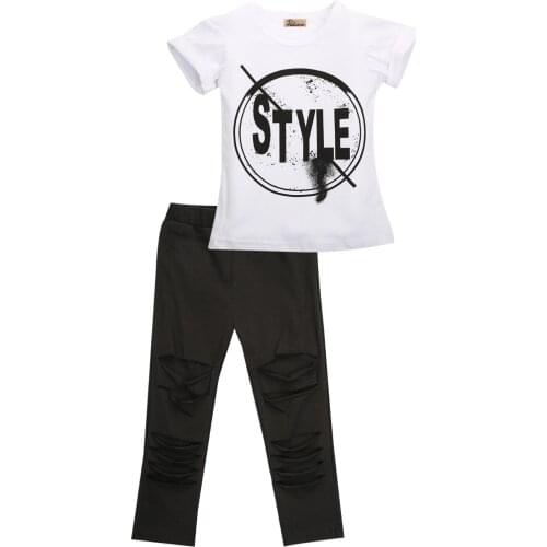 Pudcoco 2-6 T Boutique Girls Kids Short Sleeve Top T-shirt Pants Leggings Outfits Clothes Baby girls cute clothing suit