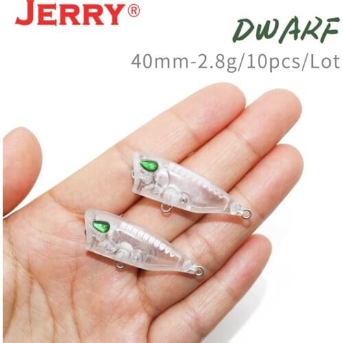 Jerry Dwarf 10pcs Blank Body Fishing Lure Unpainted Hard Baits DIY Crankbait Floating Topwater Micro Popper Trout Lure With Eyes