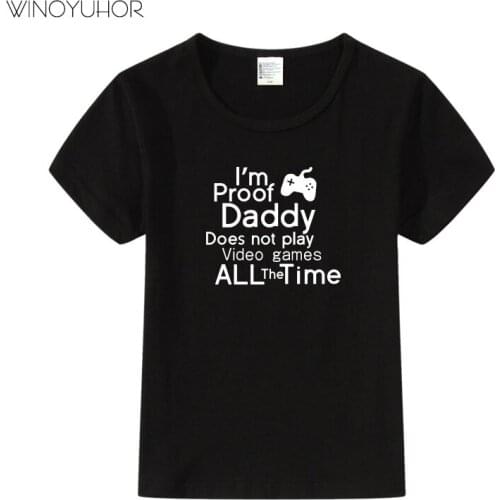 Funny Letter Print Daddy Play Games Baby Boys Girls T-shirt Summer Short Sleeve T Shirt Cotton Kids Funny Hip Hop Clothes