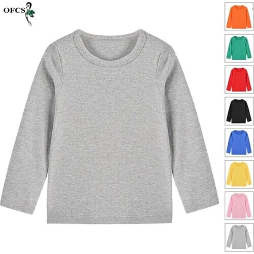Cheap Stuff Boys Girls Cotton T-shirt New Arrival Baby Kids Autumn Long-sleeved Bottoming Shirt Tops 2-12Years Unisex Sweatshirt