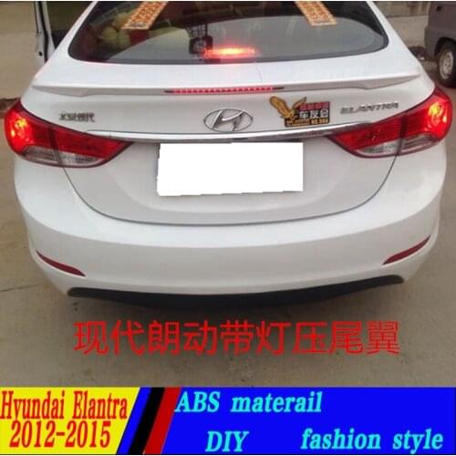 Use for hyundai elantra spoilerelantra lip spoiler with LED light High Quality ABS Material Car Rear Wing Primer Color spoiler