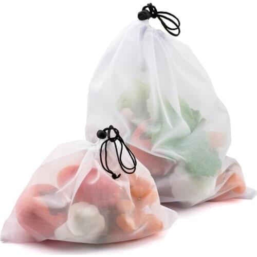 Reusable Vegetable Fruit Mesh Produce Bags Washable Black String Bags for Grocery Shopping Storage Toys Sundries Organizer Tote