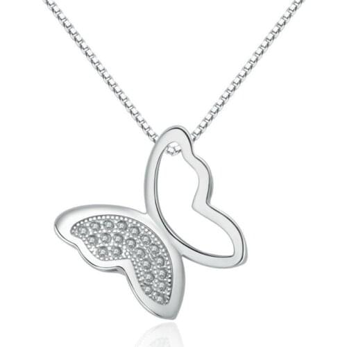 Fashion Beautiful Butterfly Pendant Chain Necklace Silver Color Womens Girls Jewellery Gift