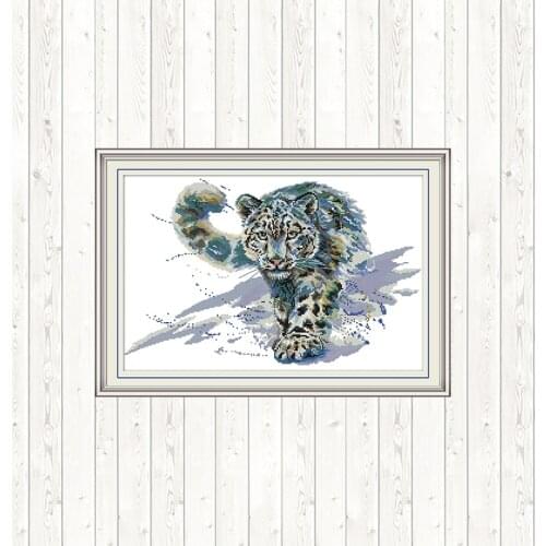 Snow Leopard Cross Stitch Kits DIY Handmade Needlework Embroidery Cross Stitch Sets DMC 14ct 11ct Counted Pattern Printed Canvas