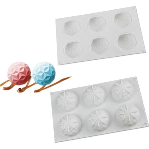 New 3D Diamend Dessert Mold Silicone Cake Mousse Mold Food Grade Silicone Forms for Baking 6 Cavity Cake Mold