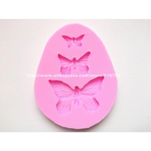 New! Free Shipping 3 Butterfly Shaped Silicone Mold Cake Decoration Fondant Cake 3D Mold Food Grade Silicone Mould 215