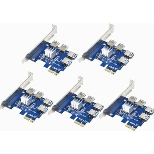 New PCIe 1 To 4 PCI Express 16X Slots Riser Card PCI-E 1X To External 4Port PCI-e Slot Adapter Multiplier Card For BTC Miner
