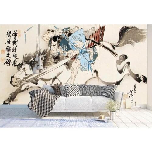 Custom mural on the wall 3d wallpaper Japanese ink ninja horse samurai home decor photo wallpaper for living room