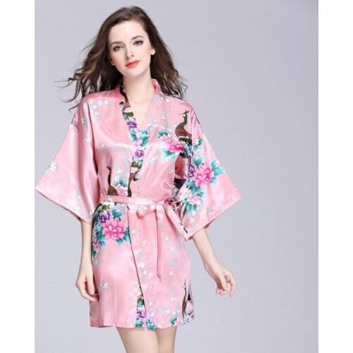 Silk pajamas ladies summer mid-sleeve peacock pajamas ice silk plus size home service ladies pajamas set girls pajamas pajamas