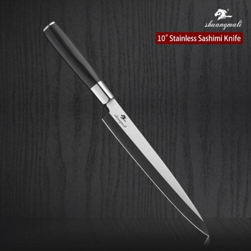 Shuangmali 10Inch Filleting Salmon Chef Knife High Carbon Steel Kitchen Japanese Chef Knives Micarta Handle Slicer Cleaver Knife